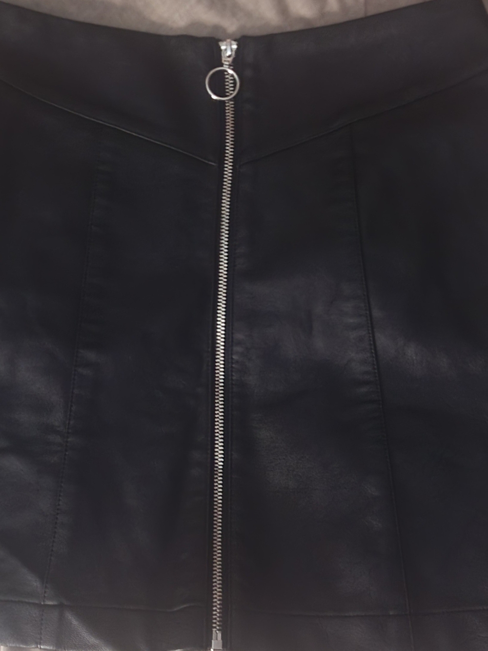 Leather Front Zip Mini Skirt